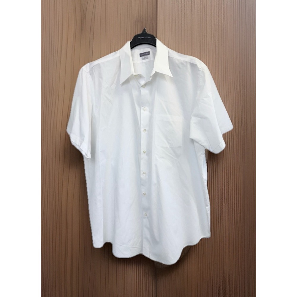Van Heusen Mens Size 18 1/2 White Wrinkle Free Shirt‎ Short Sleeve Big Fit